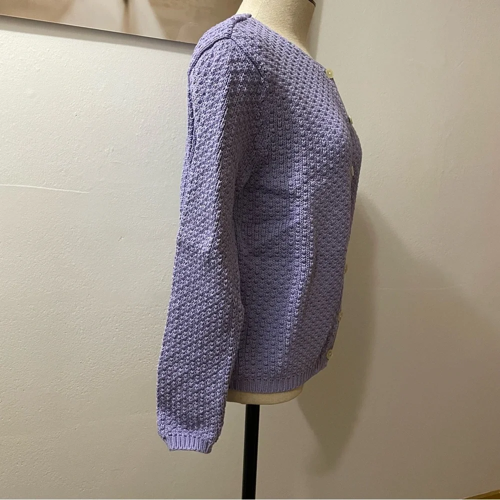 Talbots Purple Button-Up Cardigan Like New Size: P - Picture 5 of 7